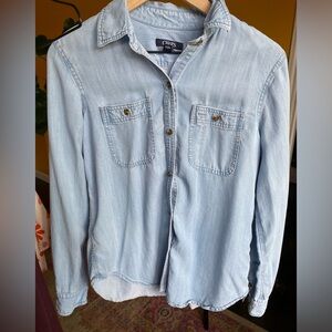 Chaps Denim Long Sleeve Shirt Size Medium classic faded